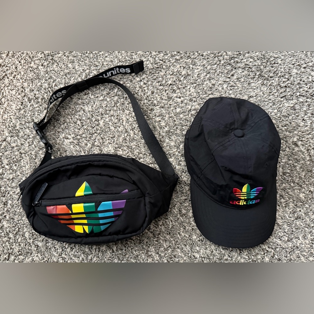 Adidas Black Bag and Cap with Colorful Logo